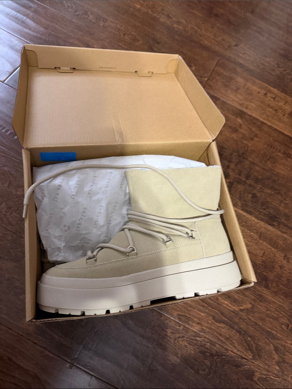 Beige Platform Lace-Up Ankle Boot